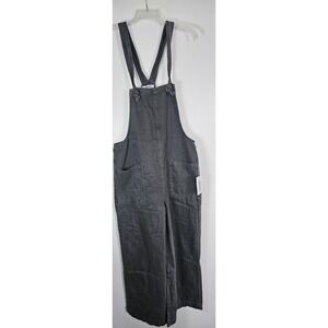 Zenana Women Charcoal Mineral Wash Denim Overalls Wide Leg Jumpsuit NWT Medium